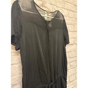 Young Fabulous & Broke Black 1 Piece Pants Jumpsuit Drawstring Sheer Top SZ L